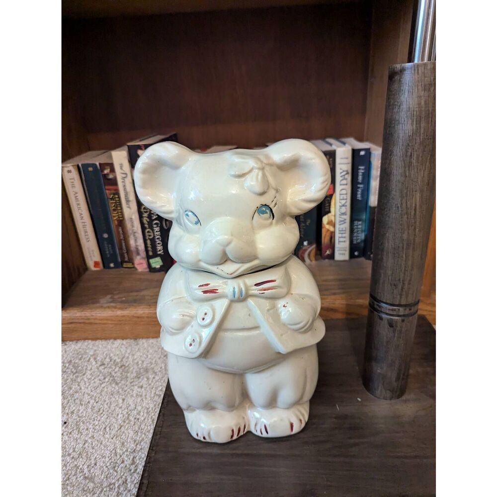 NOSTALGIC VINTAGE 1940S TURNABOUT BOY/GIRL  BEAR COOKIE JAR BY SHAWNEE POTTERY